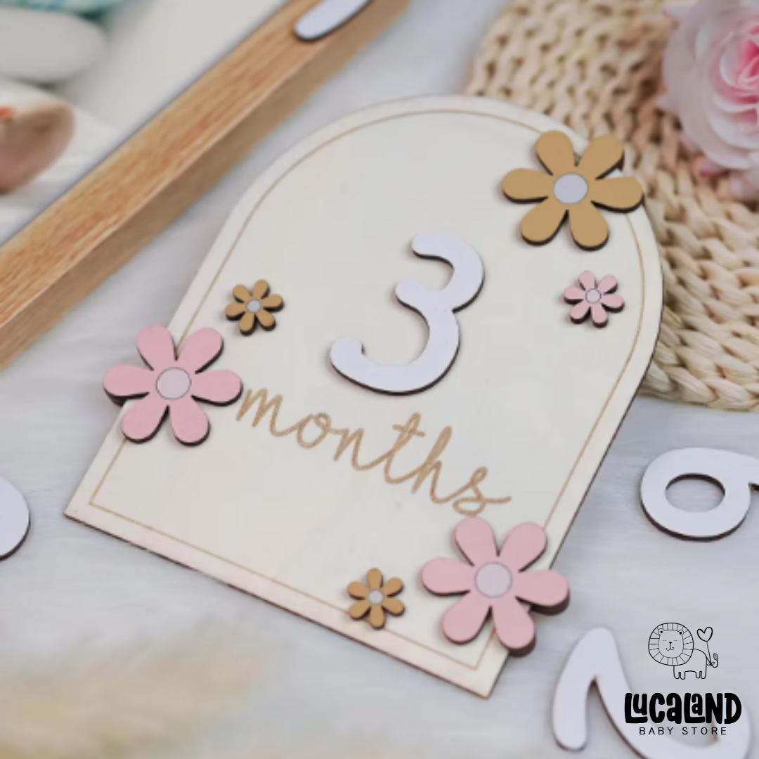 Tarjetas de madera con meses