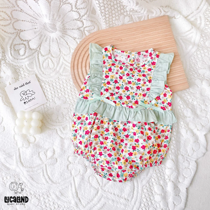 Body flores celeste/rojo