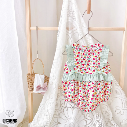 Body flores celeste/rojo