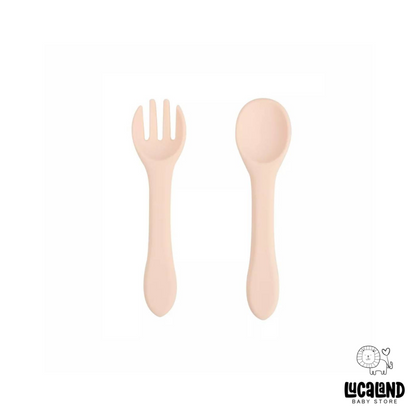Cuchara + tenedor de silicona