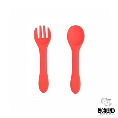 Cuchara + tenedor de silicona